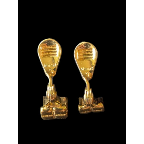 Monet Gold Tone Clip On Hoop Huggies Earrings - Picture 5 of 9